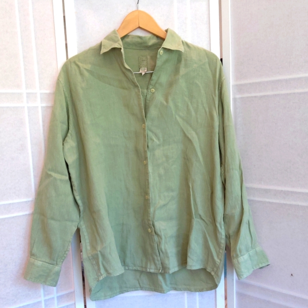 120% Lino green linen shirt EU size 42